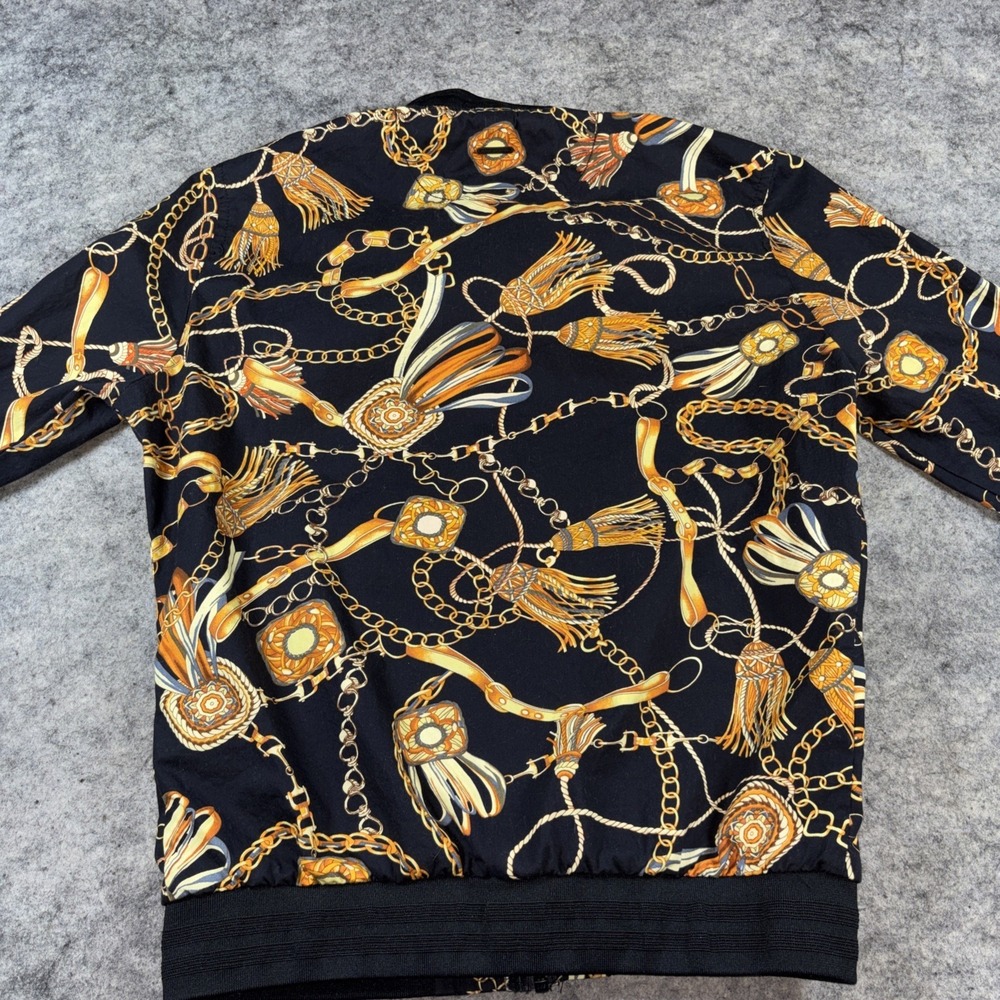 Denim‎ & Flower Ricky Singh Jacket Mens M Black Equestrian Bit Bridle Bomber Zip - Picture 11 of 13